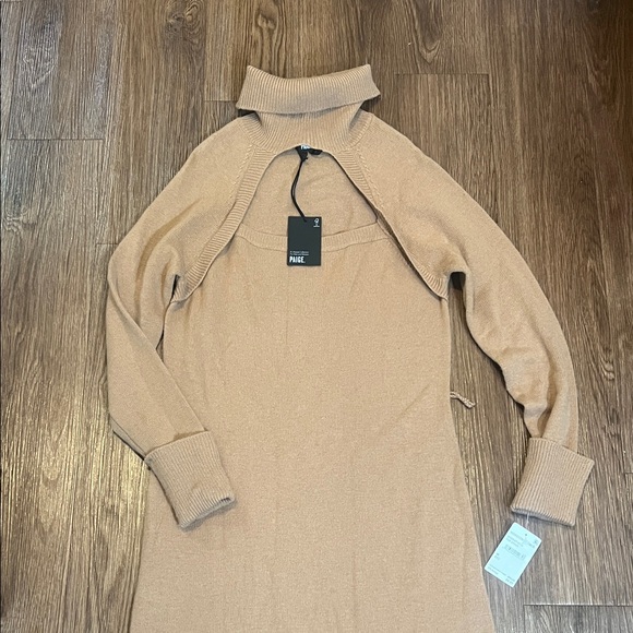 PAIGE Tan Long Sleeve Knit Dress - Picture 4 of 15